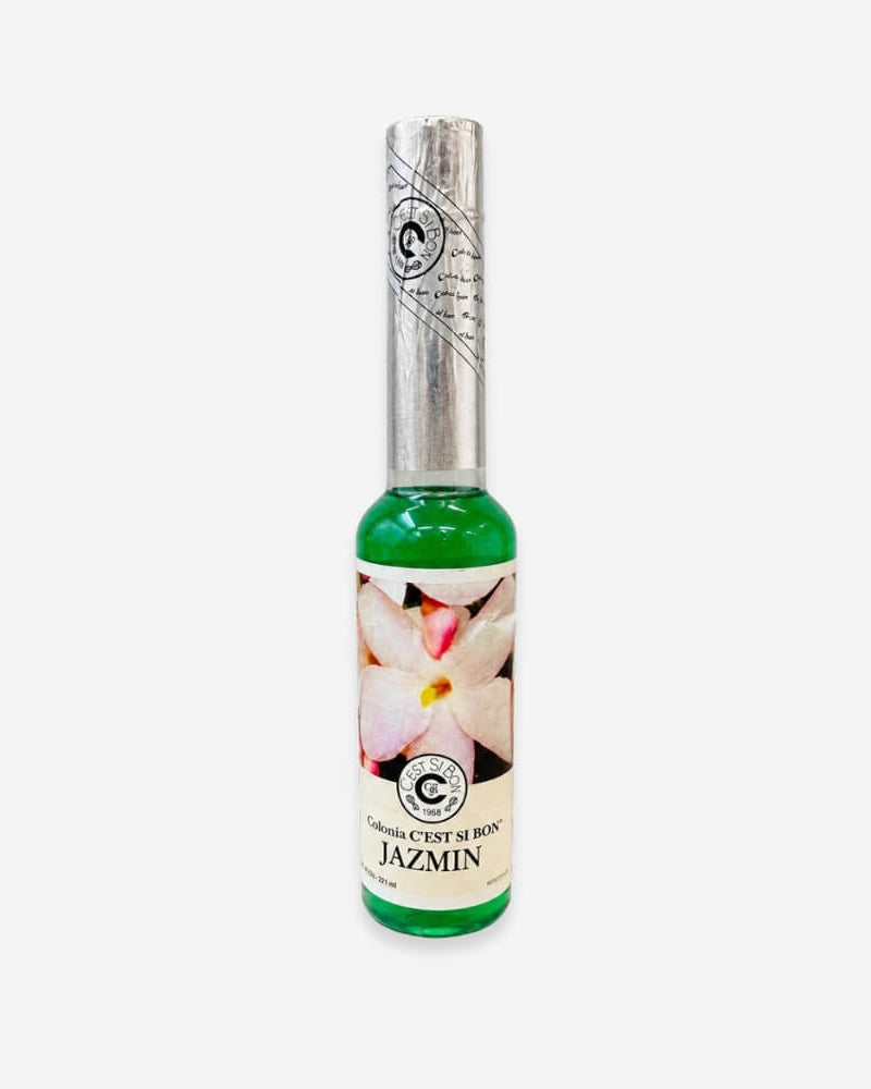 Auga de Kanaga by Lunaré – product shot, green jasmine-scented cologne bottle with floral label.